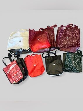 Lululemon athletica Reusable Tote Bag set variety seven totes green white red